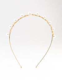 Gold Alternating Flower & Pearl Headband - link has visual effect only