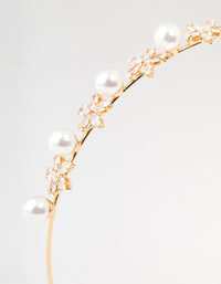 Gold Alternating Flower & Pearl Headband - link has visual effect only