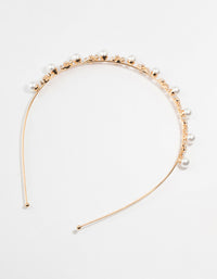 Gold Alternating Flower & Pearl Headband - link has visual effect only