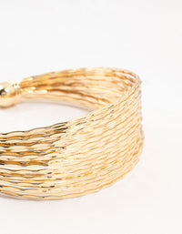 Gold Plated Multi Strand Wrist Cuff - link has visual effect only