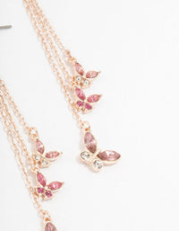 Rose Gold Pink Butterfly Diamante Drop Earrings - link has visual effect only