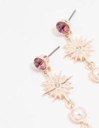 Rose Gold Mixed Pink Celestial Drop Earrings - link has visual effect only