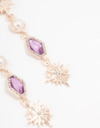 Rose Gold Mixed Pink Celestial Drop Earrings - link has visual effect only