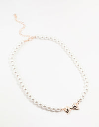 Rose Gold Pearl Bow Pendant Necklace - link has visual effect only