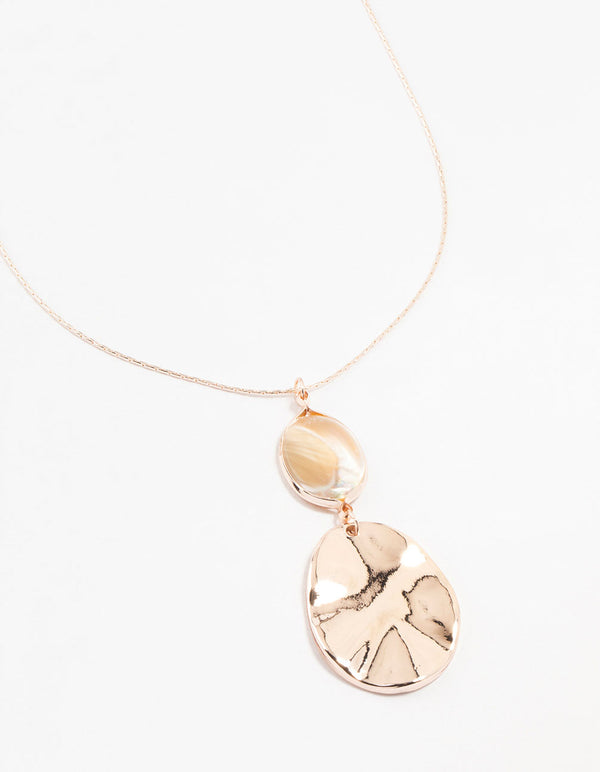 Rose Gold Stone Multiple Pendants Necklace