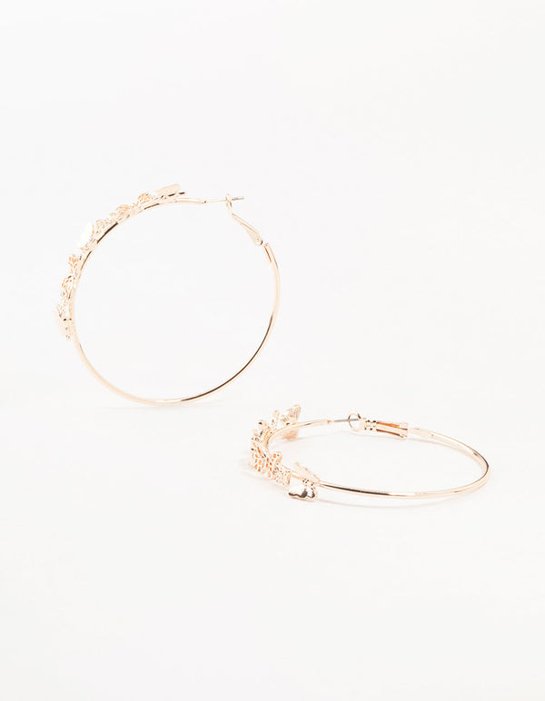 Rose Gold Mini Butterfly Hoop Earrings