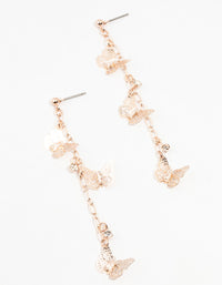 Rose Gold Butterfly Diamante Drop Earrings - link has visual effect only