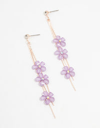 Rose Gold Purple Floating Flower Drop Earrings - link has visual effect only