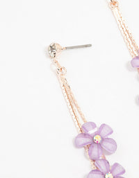 Rose Gold Purple Floating Flower Drop Earrings - link has visual effect only