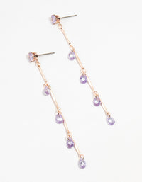 Rose Gold Purple Cubic Zirconia Droplet Drop Earrings - link has visual effect only