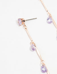 Rose Gold Purple Cubic Zirconia Droplet Drop Earrings - link has visual effect only