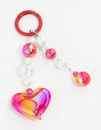 Pink Plastic Large Heart Keychain - link has visual effect only