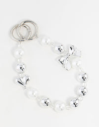 Plastic Bow & Pearl Heart Keychain - link has visual effect only