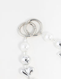 Plastic Bow & Pearl Heart Keychain - link has visual effect only