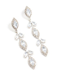 Rhodium Marquise Cubic Zirconia Leaf Drop Earrings - link has visual effect only