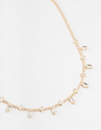 Gold Marquise Cubic Zirconia Station Necklace - link has visual effect only