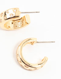 Gold Celestial Mini Star Cubic Zirconia Hoop Earrings - link has visual effect only