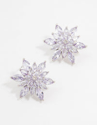 Silver Purple Cubic Zirconia Flower Stud Earrings - link has visual effect only