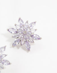 Silver Purple Cubic Zirconia Flower Stud Earrings - link has visual effect only