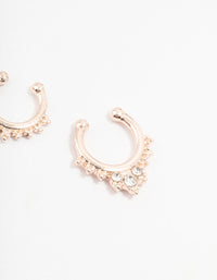 Rose Gold Diamante Ball Faux Septum Rings 2-Pack - link has visual effect only