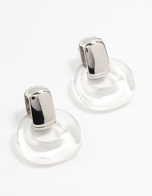 Rhodium Acrylic Stud Earrings