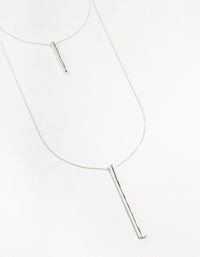 Silver 2 Row Long Bar Necklace - link has visual effect only