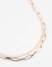 Rose Gold Diamante Medium Chain Short Necklace - link has visual effect only