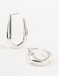 Large Silver Smooth Hoop Earrings - link has visual effect only