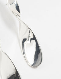 Silver Smooth Twisted Drop Earrings - link has visual effect only