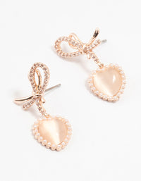 Rose Gold Plated Pearl Halo Heart Drop Earrings - link has visual effect only