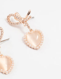 Rose Gold Plated Pearl Halo Heart Drop Earrings - link has visual effect only