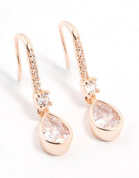 Rose Gold Plated Pave Hook Pear Drop Earrings - link has visual effect only