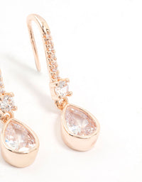 Rose Gold Plated Pave Hook Pear Drop Earrings - link has visual effect only