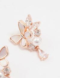 Rose Gold Plated Butterfly Pearl Mini Drop Earrings - link has visual effect only