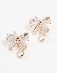 Rose Gold Plated Cubic Zirconia & Round Drop Earrings - link has visual effect only