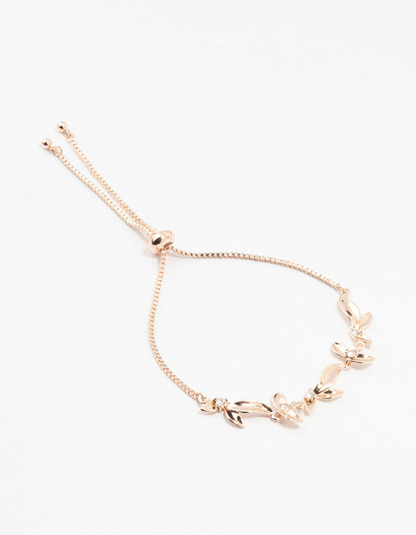 Rose Gold Plated Cubic Zirconia Caesar Leaf Bracelet