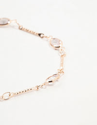 Rose Gold Plated Oval Cubic Zirconia Station Bracelet - link has visual effect only