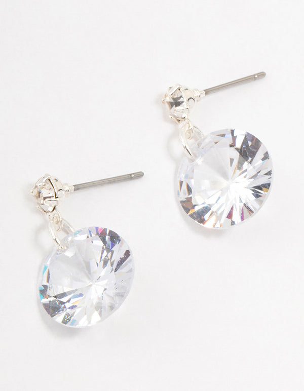 Large Cubic Zirconia Silver Drop Earrings