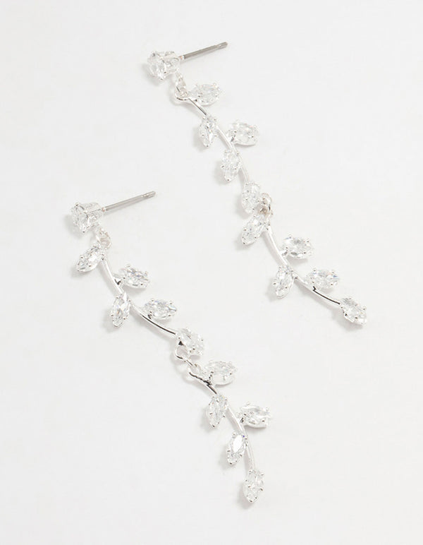 Cubic Zirconia Leaf Drop Earrings