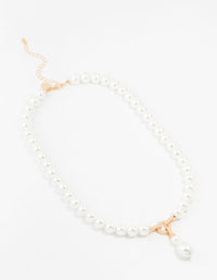 Pearl Gold Cubic Zirconia Short Necklace - link has visual effect only