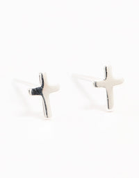 Sterling Silver Clean Cross Stud Earrings - link has visual effect only