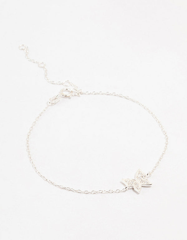 Sterling Silver Cubic Zirconia Butterfly Bracelet