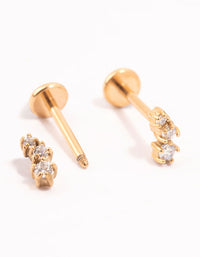 Gold Plated Surgical Steel Trio Cubic Zirconia Flat Backs - link has visual effect only