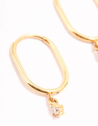 Gold Plated Surgical Steel Cubic Zirconia Rectangle Sleeper Earrings - link has visual effect only