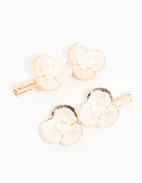 Gold Origami Flower Hair Clips 2-Pack - link has visual effect only