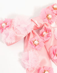 Pink Mixed Flowers Fabric Bow Clip - link has visual effect only