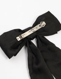 Black Relaxed Fabric Extra Long Bow Clip - link has visual effect only