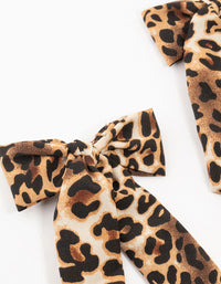 Medium Leopard Print Fabric Bow Clips 2-Pack - link has visual effect only