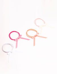 Thin Pink & White Fabric Bow Hair Ties 4-Pack - link has visual effect only