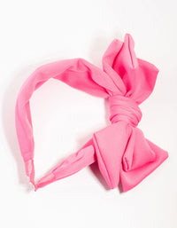 Large Pink Fabric Statement Bow Headband - link has visual effect only